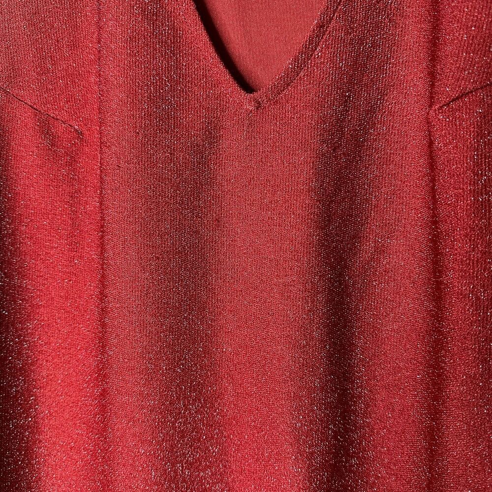 H&M Dress Women L Red Mini V-neck Shimmery Shift Party Evening Clubwear NWT - Picture 3 of 6